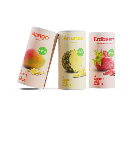 buah Kategorie Sets mit buah grossen Dosen Mango, Ananas und Erdbeere